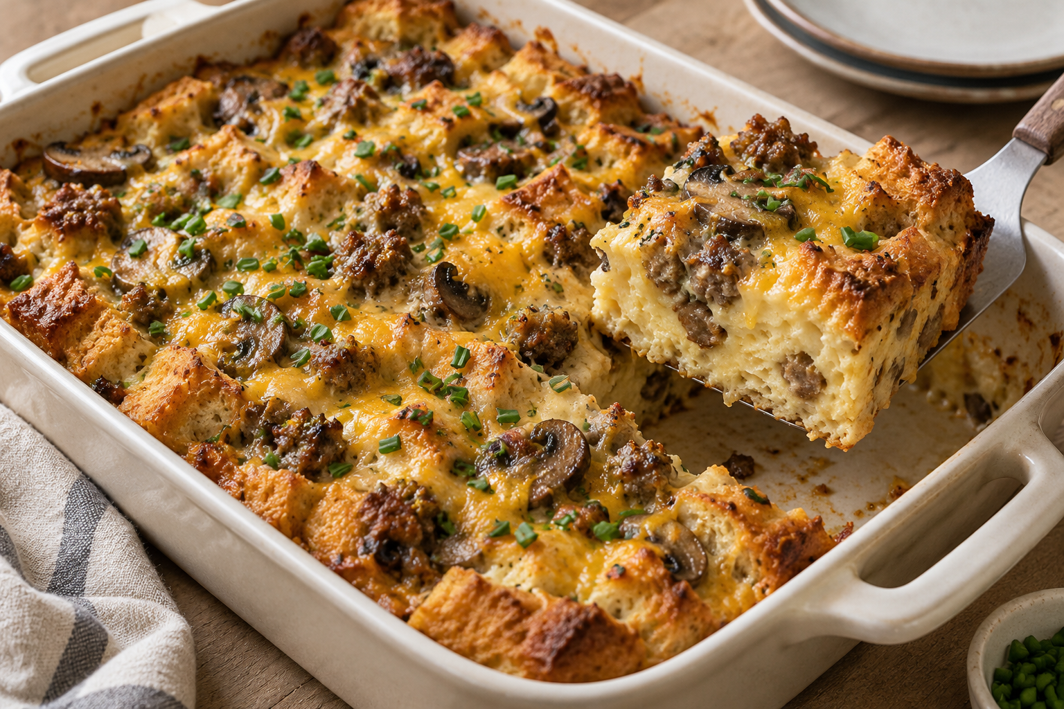 Overnight Sausage and Mushroom Strata