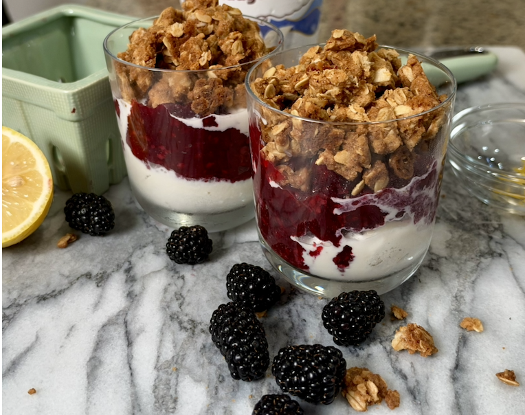Blackberry Apple Cobbler Cups with Brown Butter Crisp